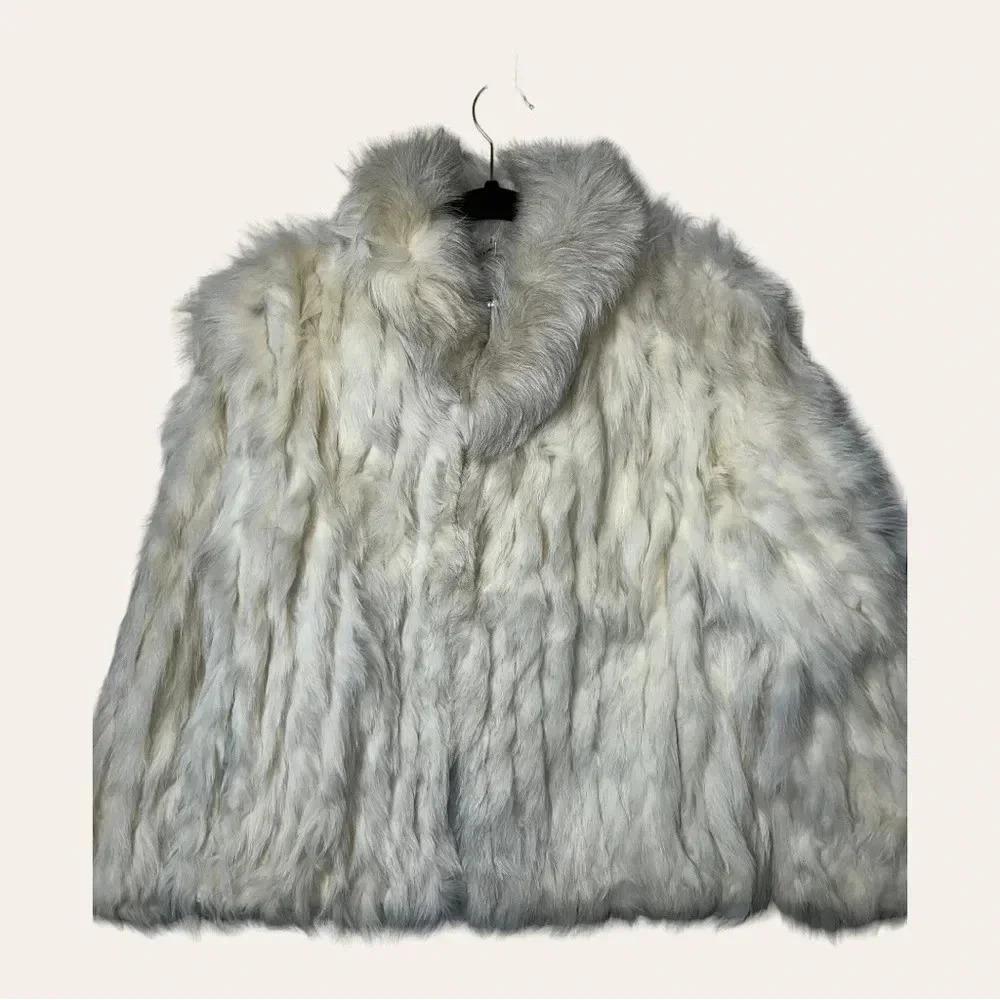 Saga Fox Women's Ivory Genuine Fox Fur Overcoat M‎ Vintage Winter Formal